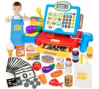 Dreamon Toy Till Cash Register with Scanner for Kids Mini Kids Shop Play Till for 3 Year Old Girls Boys Pretend Role Play Money Food Learning Toys Gift for Toddler