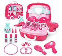 Dreamon Toy Till for Girls Boys 3 4 5 6 7 Years Old, Cash Register for Kids with Scanner and Music, Role Play Learning Toys Gift Toddler Toys Play Money Play Food (pink)