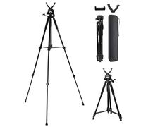 Dreamoon Adjustable Height 66.2" Rifle Shooting Tripod with 360° Rotating V Yoke and Camera Tripod Mount Adapter, Spirit Level, Lightweight Aluminum Stand & Carrying Bag for Hunting Outdoor Activities