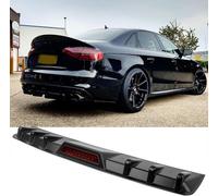 DREAMOTOR Rear Bumper Diffuser Lip with Reflective Lights, Black Shark Fin Rear Diffuser Bumper Lip Splitter Spoiler Compatible with Honda Civics VW Jetta Chrysler 300 Infiniti G37 Audi A3 A4