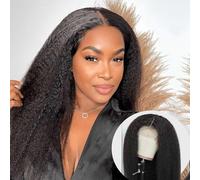DreamPack Lace Closure Wigs Straight Curly Human Hair 4x4 Transparent Lace Closure Wigs 150% Natural Density Black Glueless Yaki Wigs