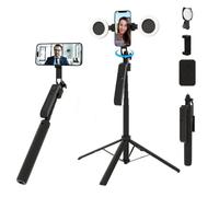 DreamPigeon 71" Auto Face Tracking Tripod with Lights, No App Required, 360° Rotation Phone Stand with Rechargeable Remote Control, Motion Sensor Selfie Stick