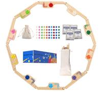 Dreamplay Gifts 10 Players Marbles and Jokers Board Game Pegs and Jokers Card Wood Game Board Portable Multiplayer Boards Include 10 Colored Marbles 4 Boxes of Card (10color)