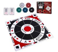 Dreamplay Gifts 23.6 Inch Tripoley Game Tripoli Board Game Anti-slip Mat, Combination of Michigan Rummy, Hearts and Poker, 200 Poker Chips, 2 Card Games, 1 Storage Bag