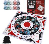 Dreamplay Gifts 23.6 Inches Tripoley Game Tripoli Board Game Anti-Slip Mat,Combination of Michigan Rummy, Hearts and Poker,200 Pokers,2 Boxes of Cards,1 Storage Bag