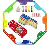 Dreamplay Gifts Colorful Jokers and Marbles Board Game Pegs and Jokers Card Game for 2-8 Players 8 Solid Wood Game Boards 8 Colors 40 Marbles 4 Decks of Cards Cards Full Size Game Set (8color)