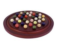 Dreamplay Gifts Large Marble Solitaire Game 40cm, Deluxe Edition Wooden Solitaire Set with 36 Natural Gemstone Marbles，Strategy and Smart Games (red walnut)
