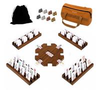 Dreamplay Gifts Mexican Train Double Twelve Domino Set, Solid Wood Hub & 4 Tile Racks, 8 Metal Train Markers, 91 Colour Number Tiles, Portable Tabletop Game for Family Game Night