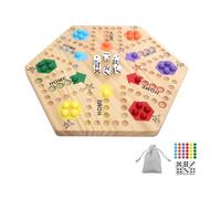 Dreamplay Gifts New Ludo Game, Solid Wood Double-Sided Ludo Game Board for 6 and 4 Players, Comes with 24 Marbles, 6 Dice, and an Instruction Manual - Ideal for Family & Friends Parties