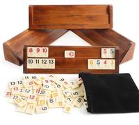 Dreamplay Gifts Rummy Cube Game - Large Luxury Rummy Game Set with 4 Wooden Frames and 106 Tiles, 4 Player Edition