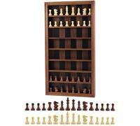 Dreamplay Gifts Wall Mount Chess Board Wall Mounted Chess Board Wooden Giant Chess Set Vertical Hanging Display Case Family Playing Field Art Decoration for Home (Flame-like)
