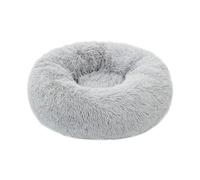 DreamQuil Dog Bed for Extra Large Dogs, Calming Donut Washable Cat Bed Two Tone Shaggy Fluffy fur Round Cuddler Dog Anxiety Relief Pet Cushion Beds, 80cm Diameter, Lt.Grey