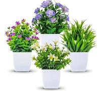 DREAMS 21 Fake Plants Mini Faux Succulents Artificial Plants Set of 4 Decorative Plastic Potted Plant for Room Home Kitchen Garden Office Shelf Wall Decor Wall Decoration Indoor & Outdoor