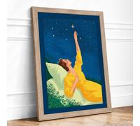Dreams Beneath the Stars Modern Framed Wall Art Print A2 (59.4×42cm) Oak,