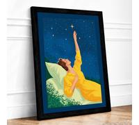 Dreams Beneath the Stars Modern Framed Wall Art Print A2 Black Frame