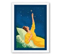 Dreams Beneath the Stars Modern Framed Wall Art Print A4 (29.7×21cm) White, Wall Decor for Living Room, Bedroom, Office & Home, Ready to Hang, Art Gift