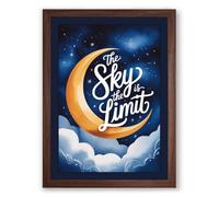 Dreams Beyond the Moon Typography Framed Wall Art Print A1 (84.1×59.4cm) Walnut, Wall Decor for Living Room, Bedroom, Office & Home, Ready to Hang, Art Gift