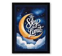 Dreams Beyond the Moon Typography Framed Wall Art Print A2 (59.4×42cm) Black, Wall Decor for Living Room, Bedroom, Office & Home, Ready to Hang, Art Gift