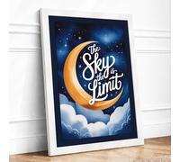 Dreams Beyond the Moon Typography Framed Wall Art Print A4 White | Ready to Hang, Premium Gi Paper, Fade-Resistant Inks, Securely Packaged, UK Made