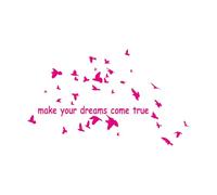 Dreams Come True Positive Quote Birds Patterns Wall Stickers 45x75.5cm Wall beautification Rosered