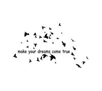 Dreams Come True Positive Quote Birds Patterns Wall Stickers 54x90.6cm Window Decals Black