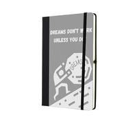 'Dreams Don't Work Unless You Do' A5 Sized Lined Paper Scrapbook - Inspirational Idea for Friends & Family (note-ha23-dreamswork)