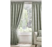 Dreams & Drapes 'Aveline' 100% Cotton Pair of Pencil Pleat Curtains With Tie-Backs in Green | Size: 117 cm width x 137 cm drop Dreams & Drapes Green 117 cm width x 137 cm drop
