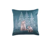 Dreams & Drapes 'Bear Walks' Luxe Velvet Filled Cushion in Teal | Size: 43 cm x 43 cm Dreams & Drapes Teal 43 cm x 43 cm
