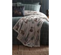 Dreams & Drapes Lodge - Bear Walks - Fleece Bedspread - 150cm x 200cm in Natural, (BRWNLZJPPD)