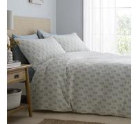 Dreams & Drapes Block Floral Jacquard Duvet Cover Set Single 140 x 200cm - Blue Country Floral Bedding with Diamond Trellis Design, Soft Touch Fabric
