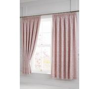 Dreams & Drapes 'Blossom' Jacquard Pair of Lined Pencil Curtains with Tie-backs in Light Pink | Size: 168 cm width x 183 cm drop Dreams & Drapes Light Pink 168 cm width x 183 cm drop