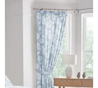 Dreams & Drapes Blue Chrysanthemum Drapes - W66 x L72 (168x183cm) - 2 Panels with Tie Backs - Vintage Floral Pencil Pleat Window Dressing - Botanical Print for Bedroom/Living Room - Classic Style