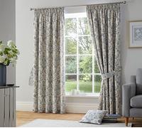 Dreams & Drapes - Blue Damask Curtains W46 x L72 (117 x 183cm) - 2x Panels - 100% Cotton - 2x Curtains Tie Backs - Vintage Baroque Curtains & Drapes - Delft/Willowware Curtains in Blue China