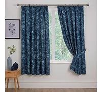 Dreams & Drapes Lorie Floral Print Lined Pencil Pleat Curtains, Blue, 66 x 72 Inch