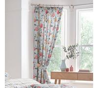 Dreams & Drapes Botanical Fruit Lined Pair Of Green Pencil Pleat Curtains
