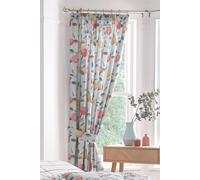 'Botanical' Fruit Lined Pair of Pencil Pleat Curtains Dreams & Drapes Green 167cm width x 183cm drop