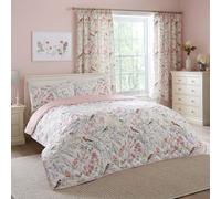 Dreams Drapes Caraway Garden Birds Quilted Bedspread Pink 200x230cm Floral Art