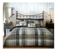 Dreams & Drapes 'Connolly Check' 100% Brushed Cotton Duvet Cover Set in Charcoal | Size: Double Dreams & Drapes Charcoal Double