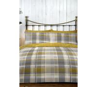 Dreams & Drapes Connolly Check-100% Brushed Cotton, Ochre Yellow, Duvet Cover Set: Super-King