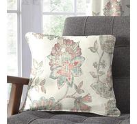 Dreams & Drapes Curtains - Indira - 100% Cotton Cushion Cover - 43 x 43cm in Coral/Natural