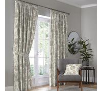 Dreams & Drapes Curtains - Indira - 100% Cotton Pair of Pencil Pleat Curtains With Tie-Backs - 66" Width x 54" Drop (168 x 137cm) in Coral/Natural