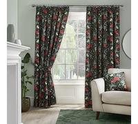 Dreams & Drapes Curtains - Sandringham - 100% Cotton Pair of Pencil Pleat Curtains With Tie-Backs - 90" Width x 72" Drop (229 x 183cm) in Green