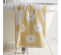 Dreams & Drapes Daisy Floral Bath Towel Ochre - Soft Absorbent Cotton Bathroom Towel with Floral Print, Quick-Dry, Large Durable Everyday Use Bath Towel for Modern Home Bathrooms - Ochre