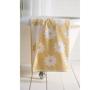 Dreams & Drapes Daisy Floral Bath Towel Ochre - Soft Absorbent Cotton Bathroom Towel with Floral Print, Quick-Dry, Large Durable Everyday Use Bath Towel for Modern Home Bathrooms - Ochre