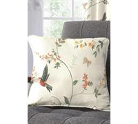 'Darnley' Blooms and Birds Print Filled 100% Cotton Cushion Dreams & Drapes Coral 43cm x 43cm