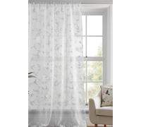 Dreams & Drapes - Single Net Curtain for Windows W55 x L48 (140 x 122cm) - Voile Curtain for Bedroom/Living Room - Floral & Leaf Voile Sheer Curtain - White Floral Sheer Curtain - Darnley Collection