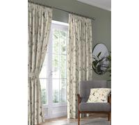 Dreams & Drapes Curtains - Darnley - 100% Cotton Pair of Pencil Pleat Curtains With Tie-Backs - 66'' Width x 90'' Drop (168 x 229cm) in Coral/Natural, Multicolor