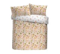 Dreams & Drapes Design Autumn Foliage Duvet Cover Set, 52% Recycled Polyester 48% Cotton, Super-King 260x220cm, Natural, Floral Pattern, Reversible, Orange