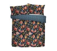 Dreams & Drapes Design Bejewelled Cotton Duvet Cover Set, Single 140x200cm, Navy, 100% Cotton, Button Closure, Floral Pattern, 68 TC
