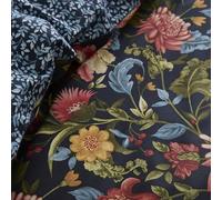 Dreams & Drapes Design Bejewelled Quilted Bedspread, Navy, 100% Cotton, 200 x 230 cm, Floral Pattern with Birds and Fruits